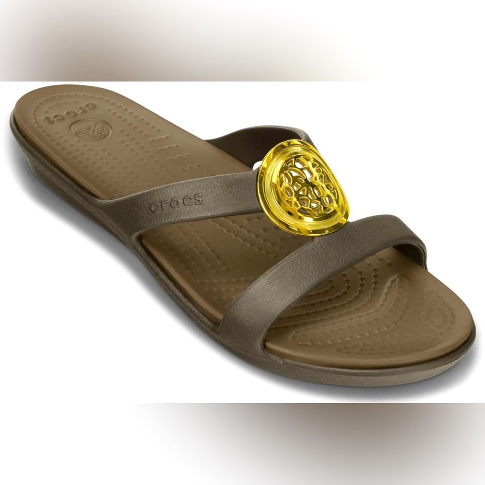 Crocs Sanrah Brown with Gold Accent sandal